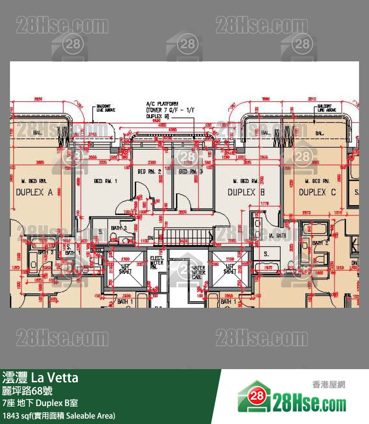 澐灃 大廈7座地下 Duplex B室 平面圖