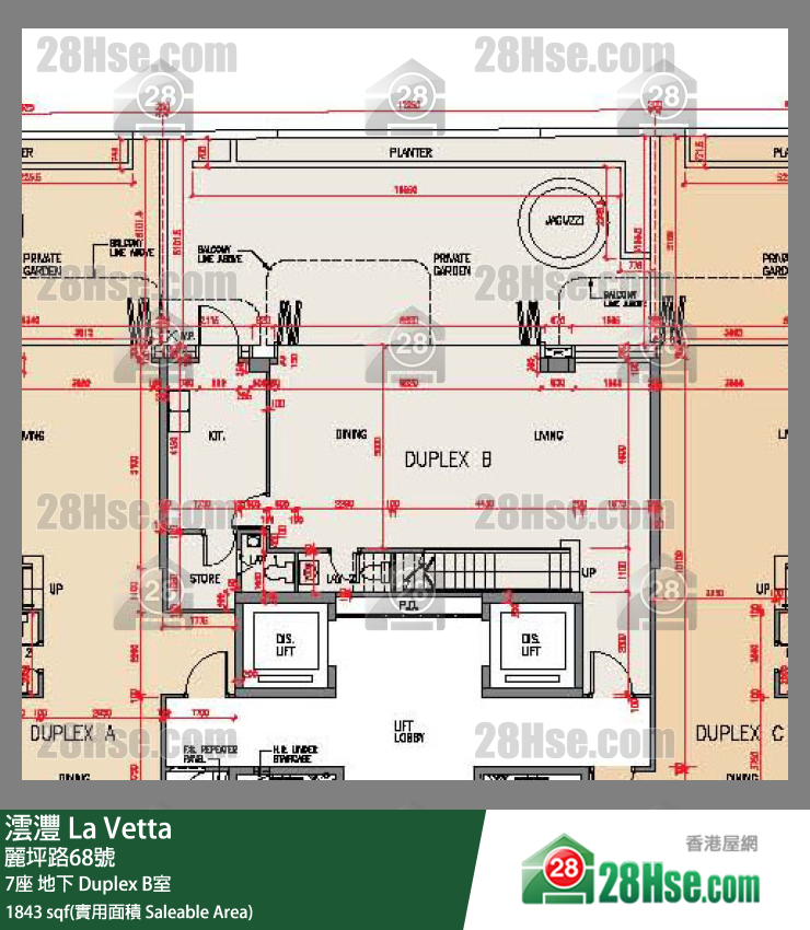 澐灃 大廈7座地下 Duplex B室 平面圖