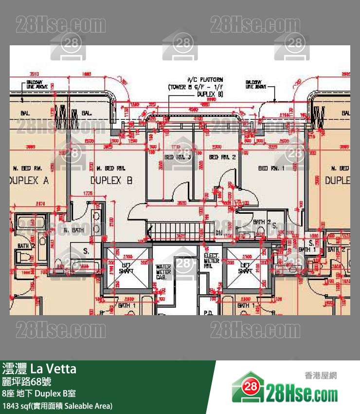澐灃 大廈8座地下 Duplex B室 平面圖