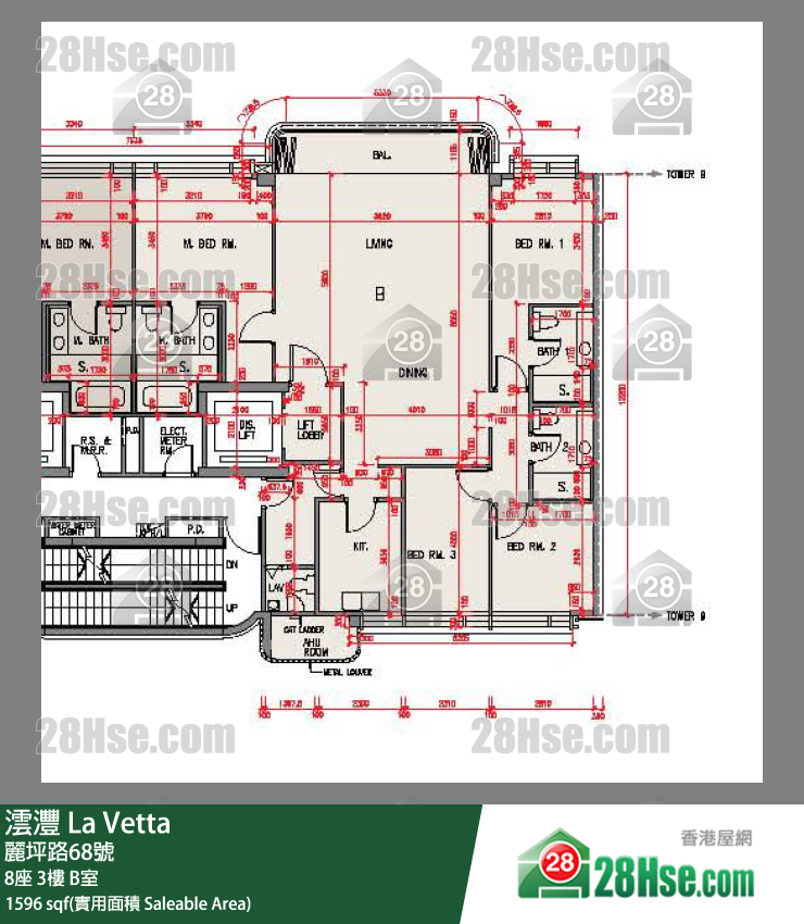 澐灃 大廈8座3樓 B室 平面圖