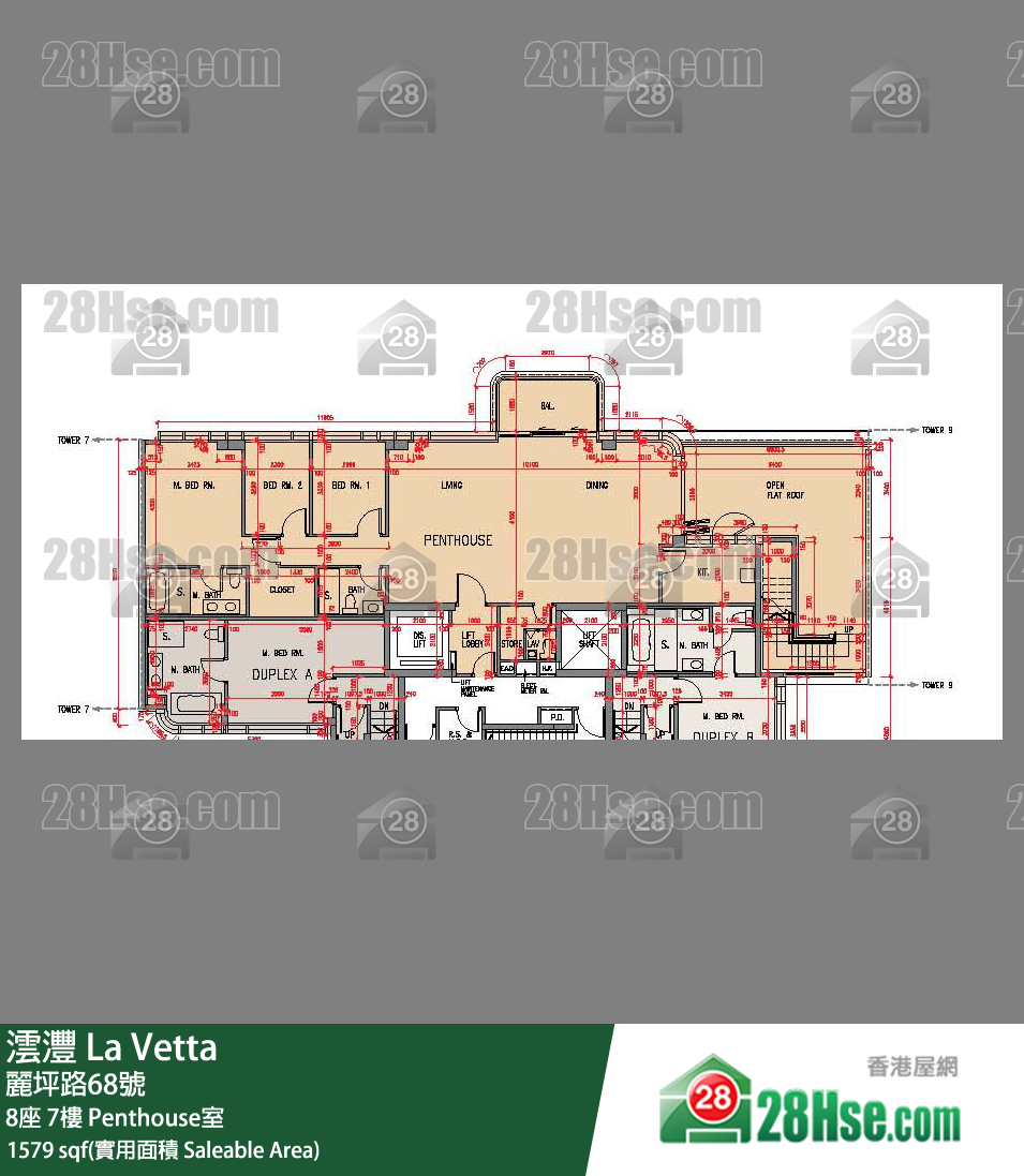 澐灃 大廈8座7樓 Penthouse室 平面圖