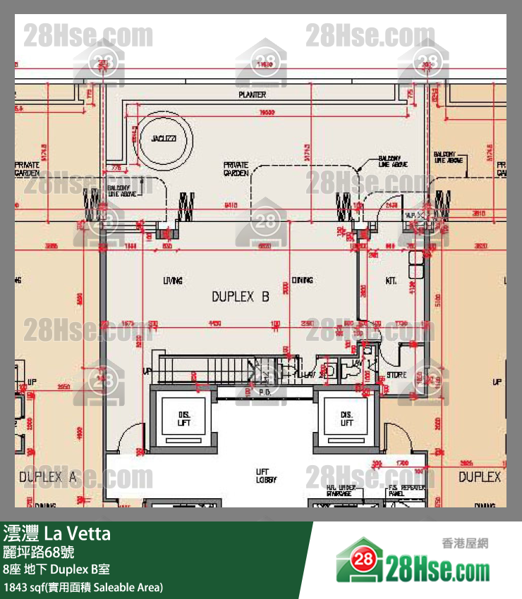 澐灃 大廈8座地下 Duplex B室 平面圖