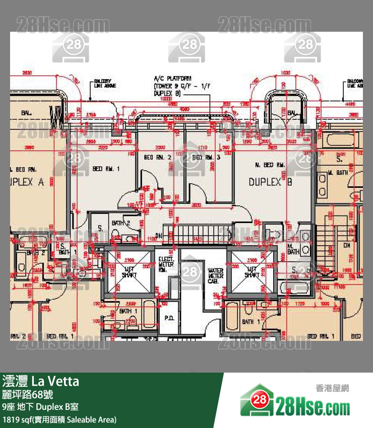澐灃 大廈9座地下 Duplex B室 平面圖