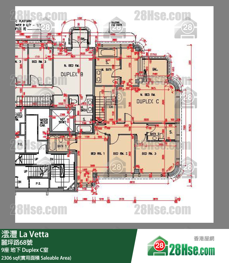 澐灃 大廈9座地下 Duplex C室 平面圖