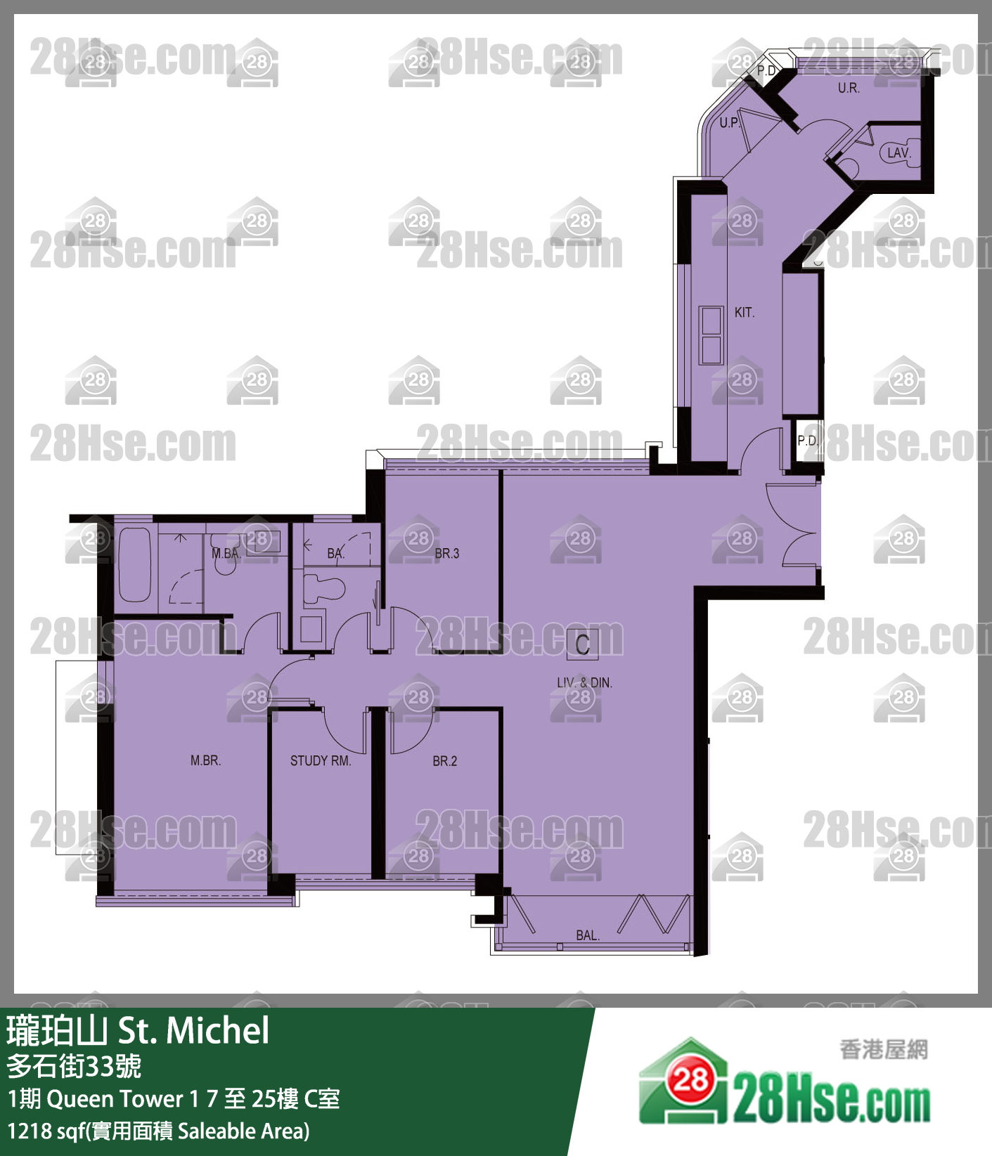 瓏珀山 1期Queen Tower 121樓 C室 平面圖