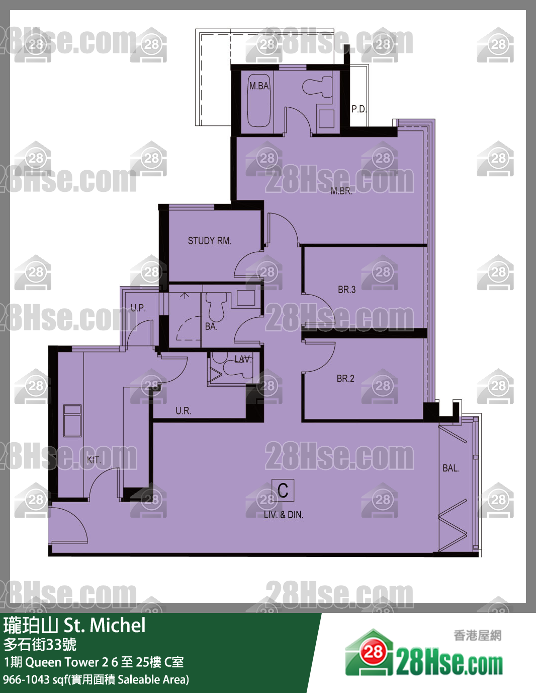 珑珀山 单位平面图(由 28Hse 提供)