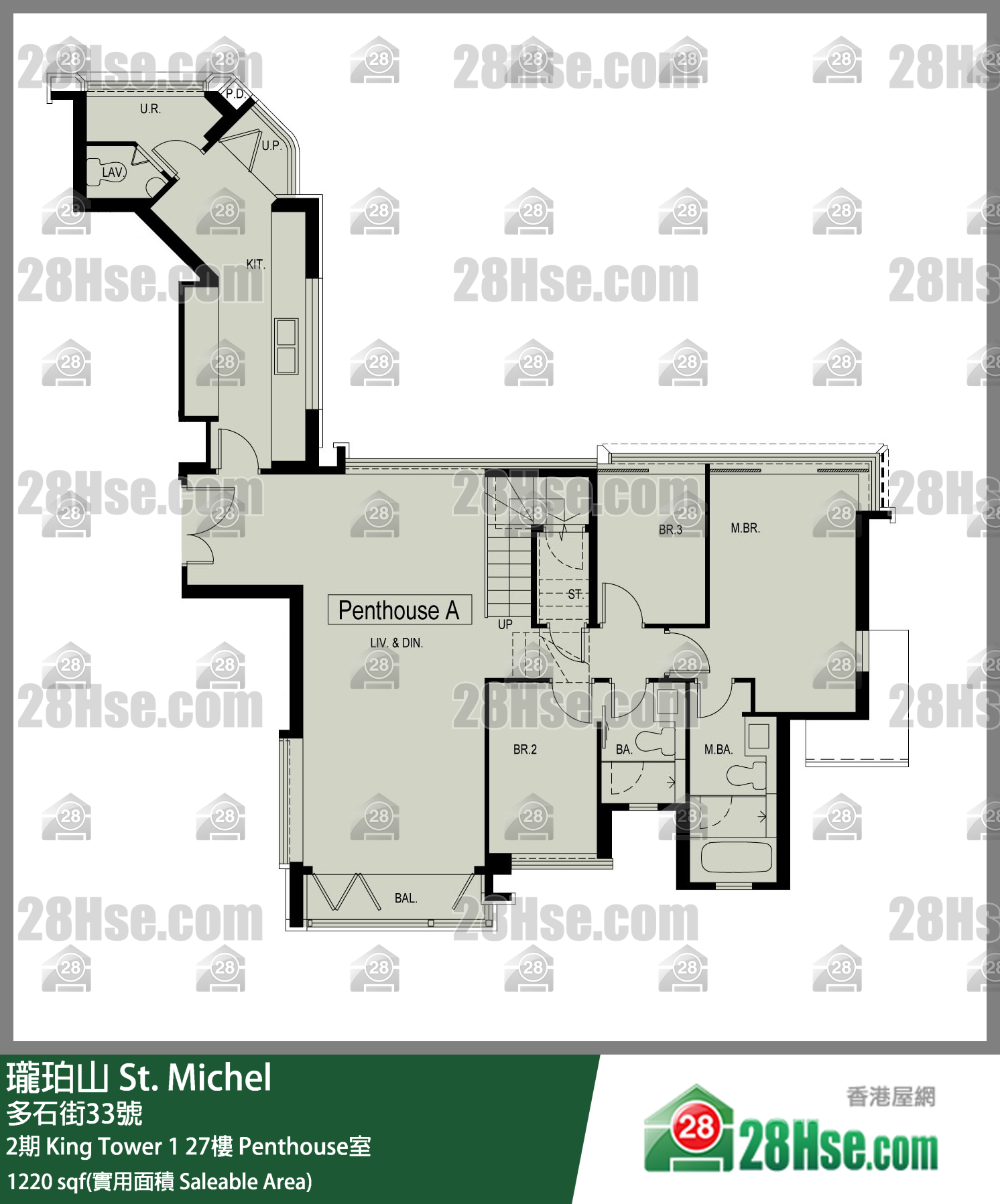 瓏珀山 2期King Tower 127樓 Penthouse室 平面圖