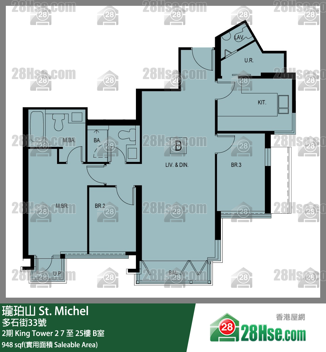 瓏珀山 2期King Tower 28樓 B室 平面圖