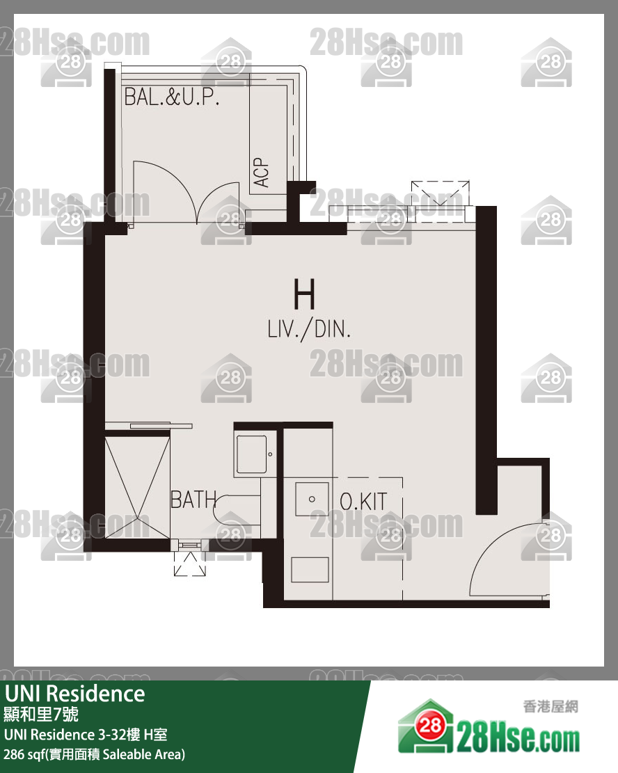  UNI Residence UNI Residence 18樓 H室 平面圖