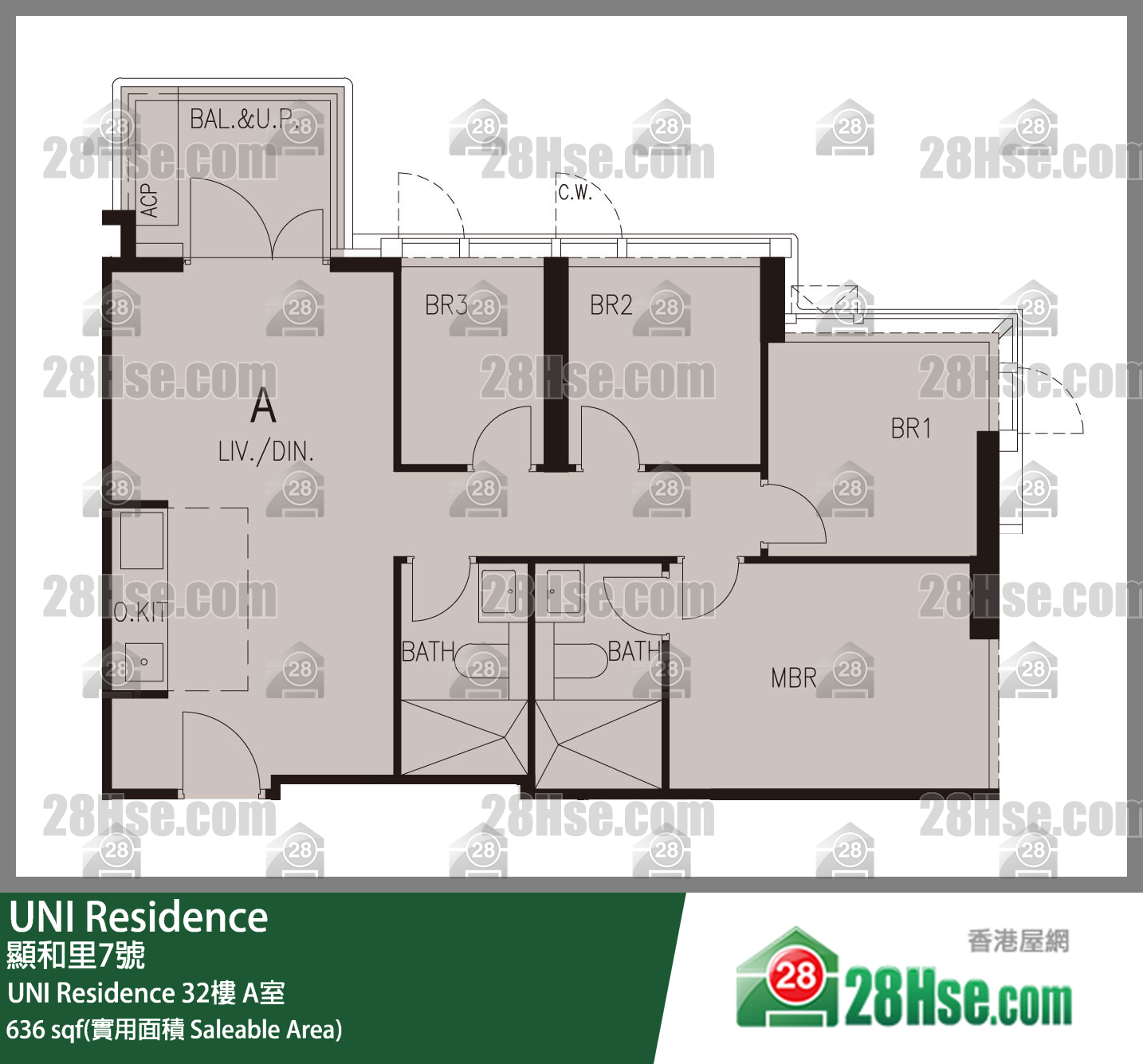  UNI Residence UNI Residence 32樓 A室 平面圖