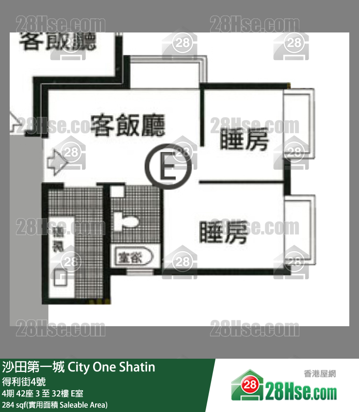 沙田第一城 4期42座26樓 E室 平面圖