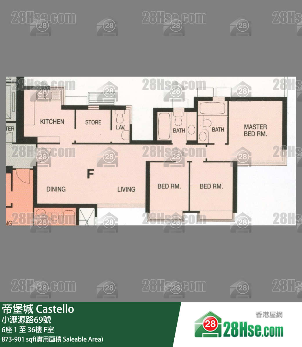 帝堡城 6座19樓 F室 平面圖