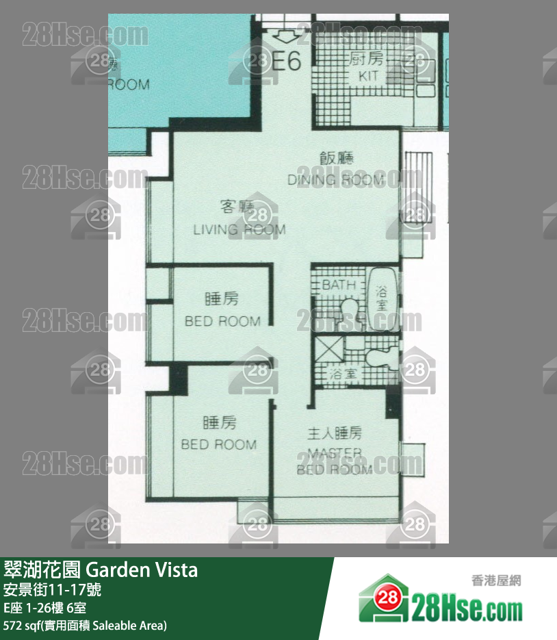翠湖花園 E座 22樓 6室 平面圖