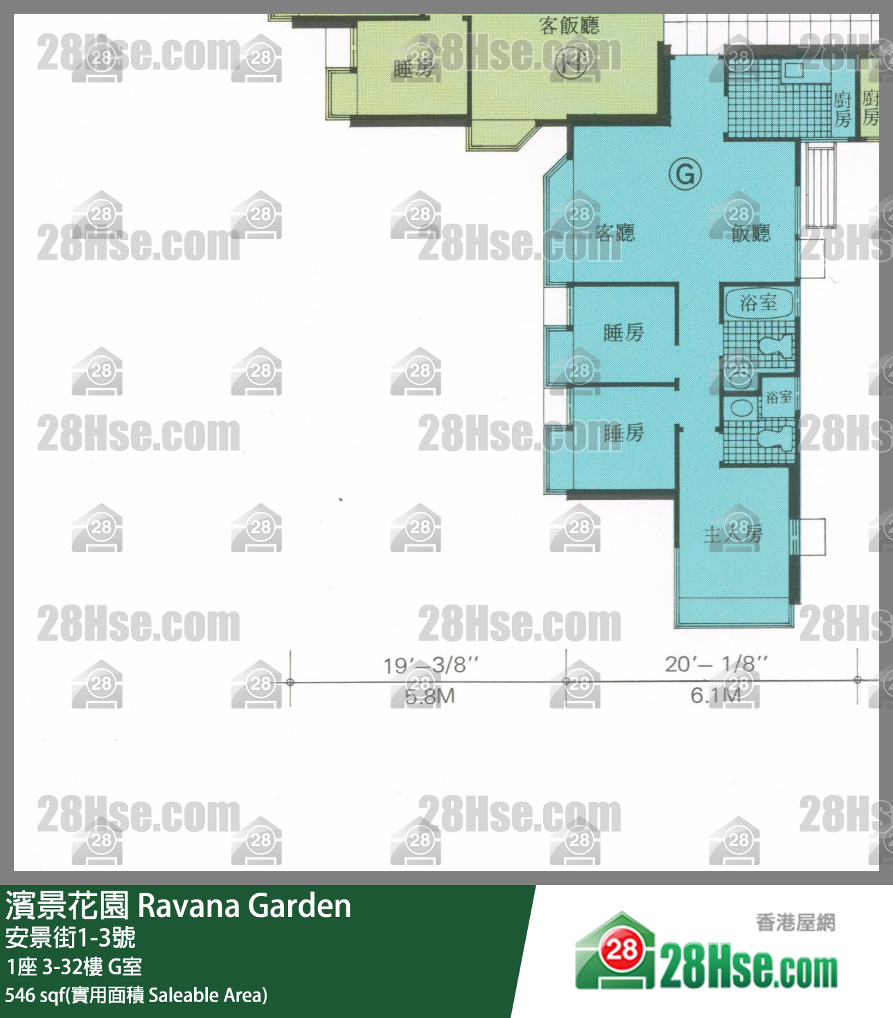 滨景花园 单位平面图(由 28Hse 提供)