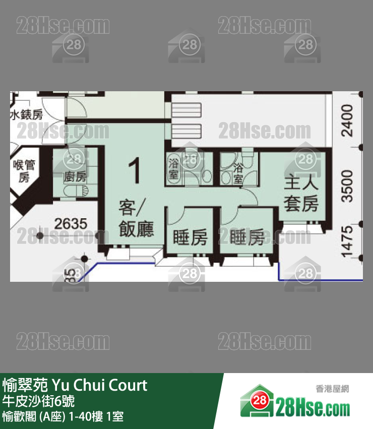 愉翠苑 愉歡閣 (A座)31樓 1室 平面圖