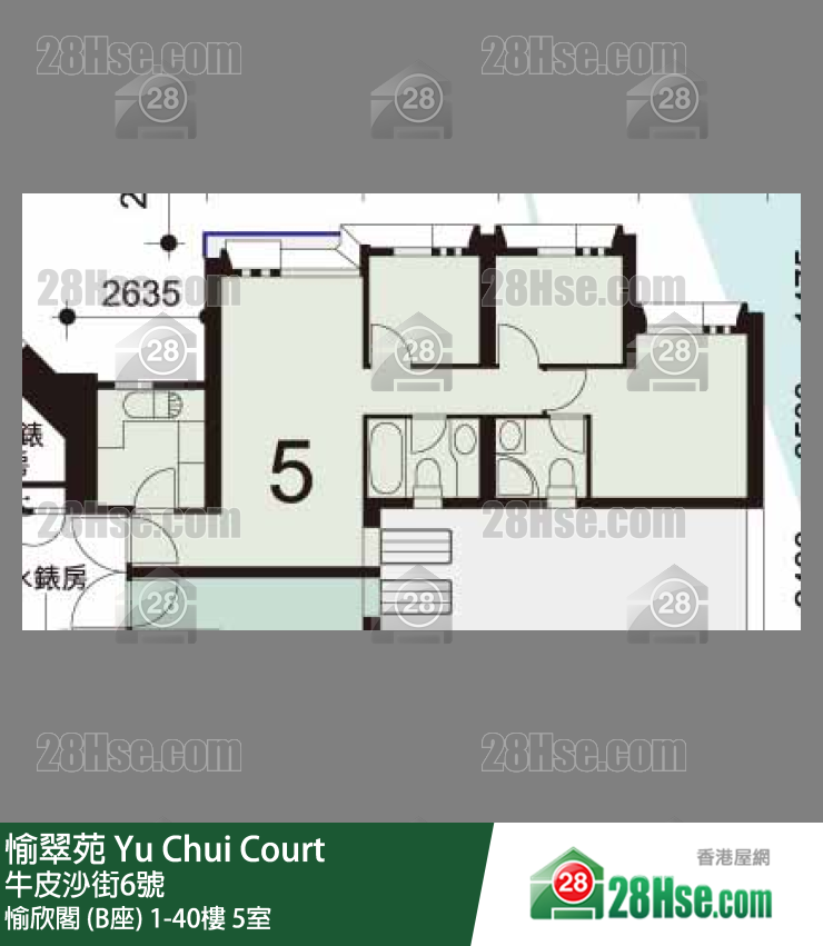 愉翠苑 愉欣閣 (B座)37樓 5室 平面圖