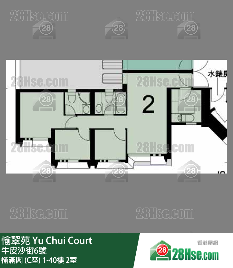 愉翠苑 愉滿閣 (C座)31樓 2室 平面圖