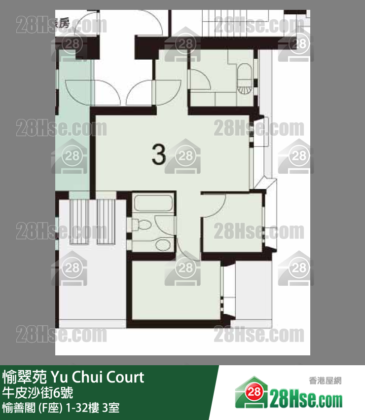 愉翠苑 愉善閣 (F座)2樓 3室 平面圖