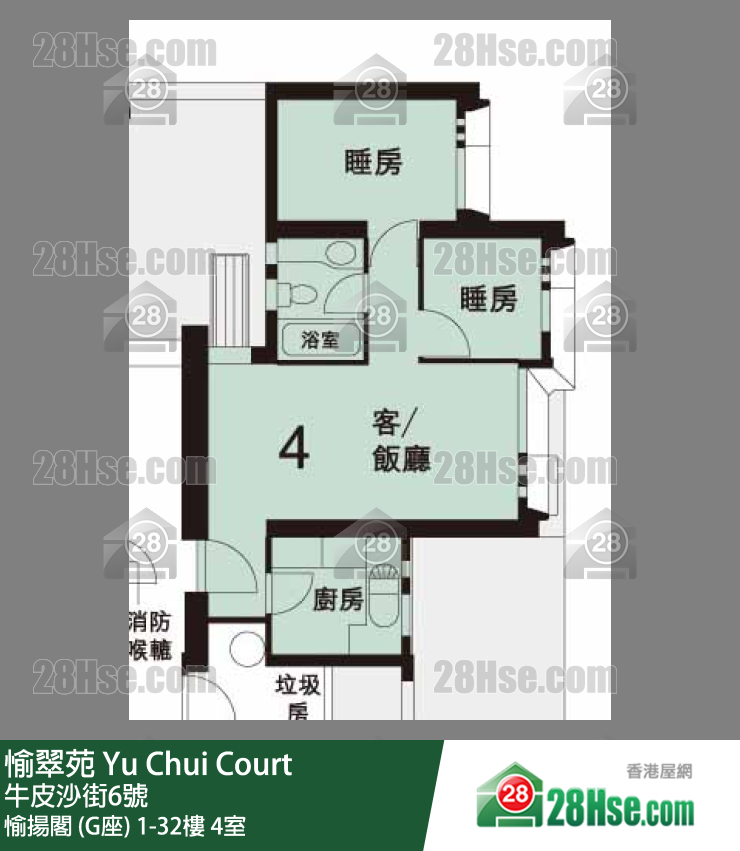 愉翠苑 愉揚閣 (G座)19樓 4室 平面圖