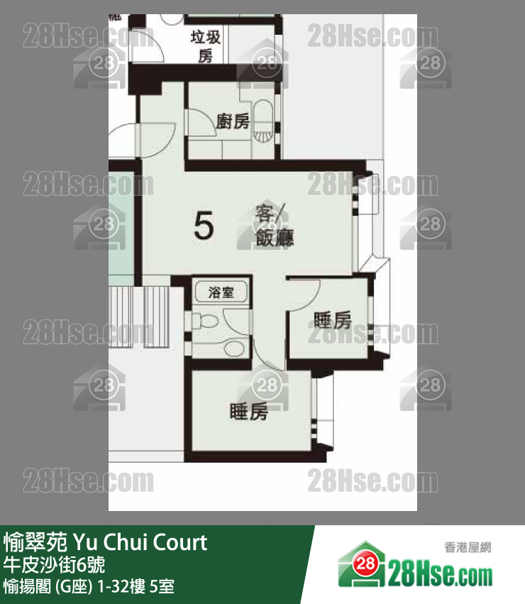 愉翠苑 愉揚閣 (G座)19樓 5室 平面圖