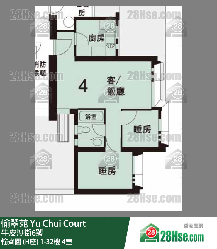 愉翠苑 愉齊閣 (H座) 4樓 4室 平面圖