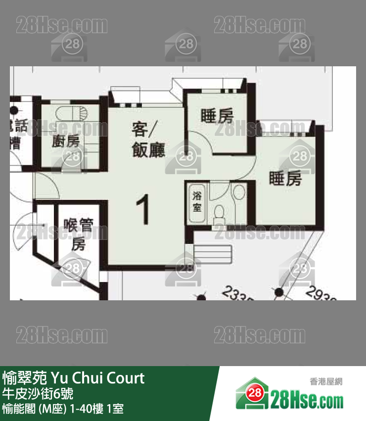 愉翠苑 单位平面图(由 28Hse 提供) 愉翠苑 单位平面图(由 28Hse 提供)