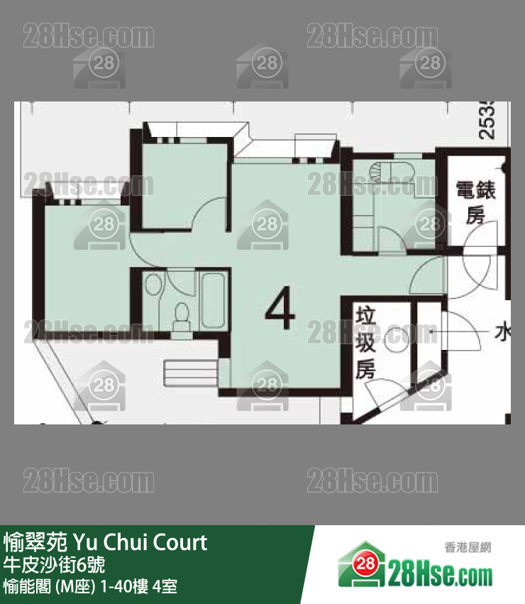 愉翠苑 愉能閣 (M座)16樓 4室 平面圖