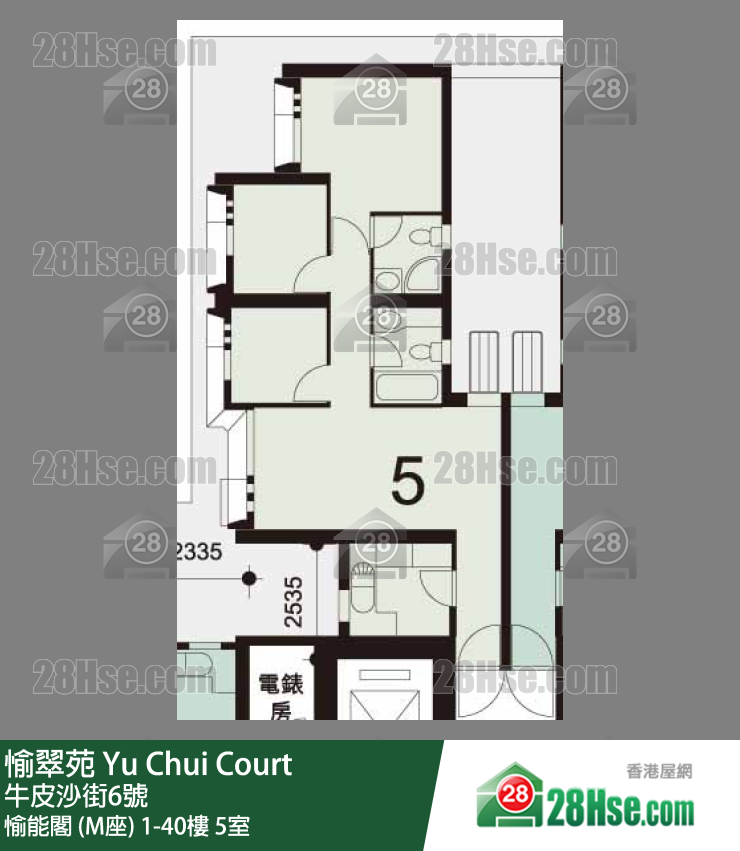 愉翠苑 愉能閣 (M座)30樓 5室 平面圖