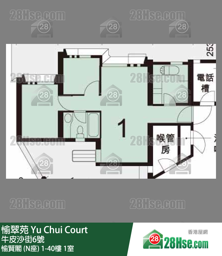 愉翠苑 愉賢閣 (N座)36樓 1室 平面圖
