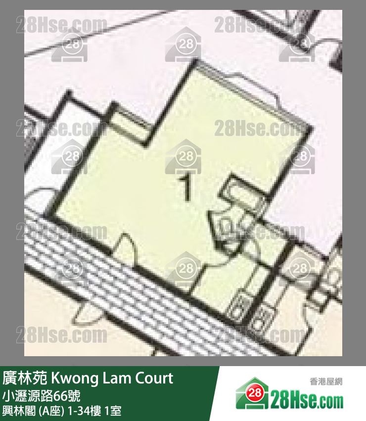 廣林苑 興林閣 (A座)34樓 1室 平面圖