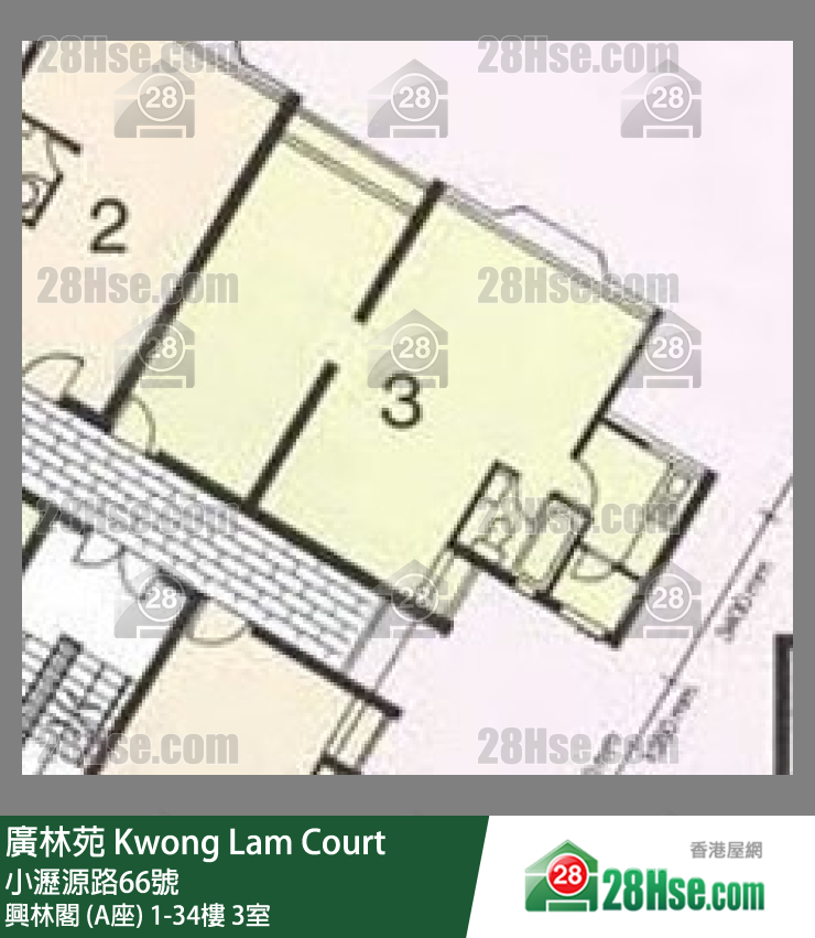 廣林苑 興林閣 (A座)34樓 3室 平面圖