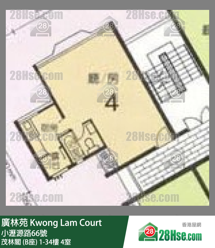 廣林苑 茂林閣 (B座)34樓 4室 平面圖