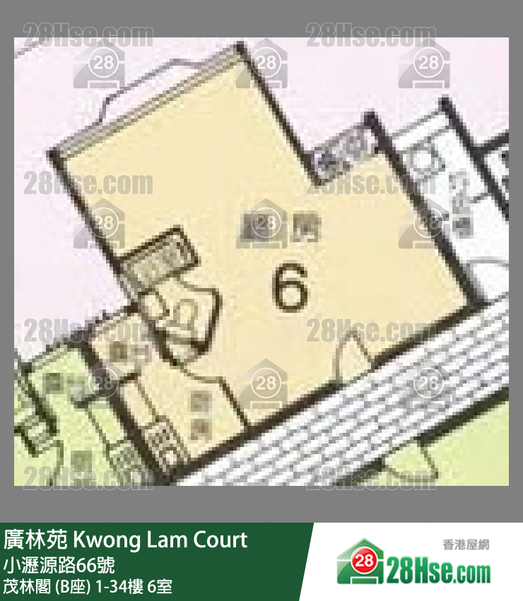 廣林苑 茂林閣 (B座)34樓 6室 平面圖