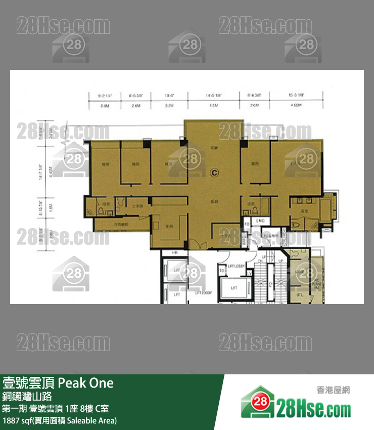 壹號雲頂 第一期 壹號雲頂1座8樓 C室 平面圖