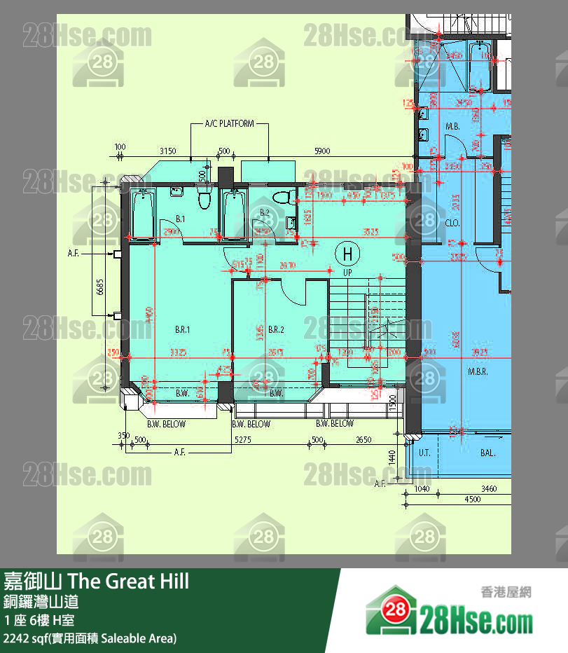 嘉御山 屋苑大廈 1 座 7樓 H室 平面圖