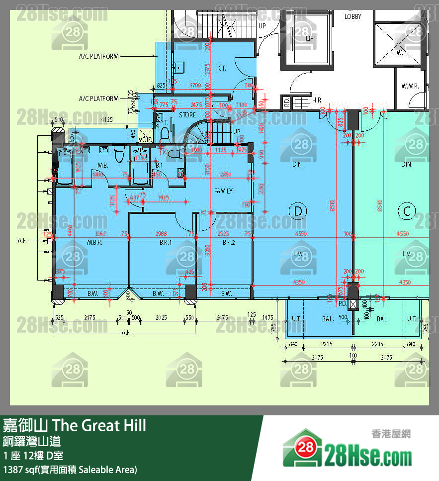 嘉御山 屋苑大廈1 座12樓 D室 平面圖