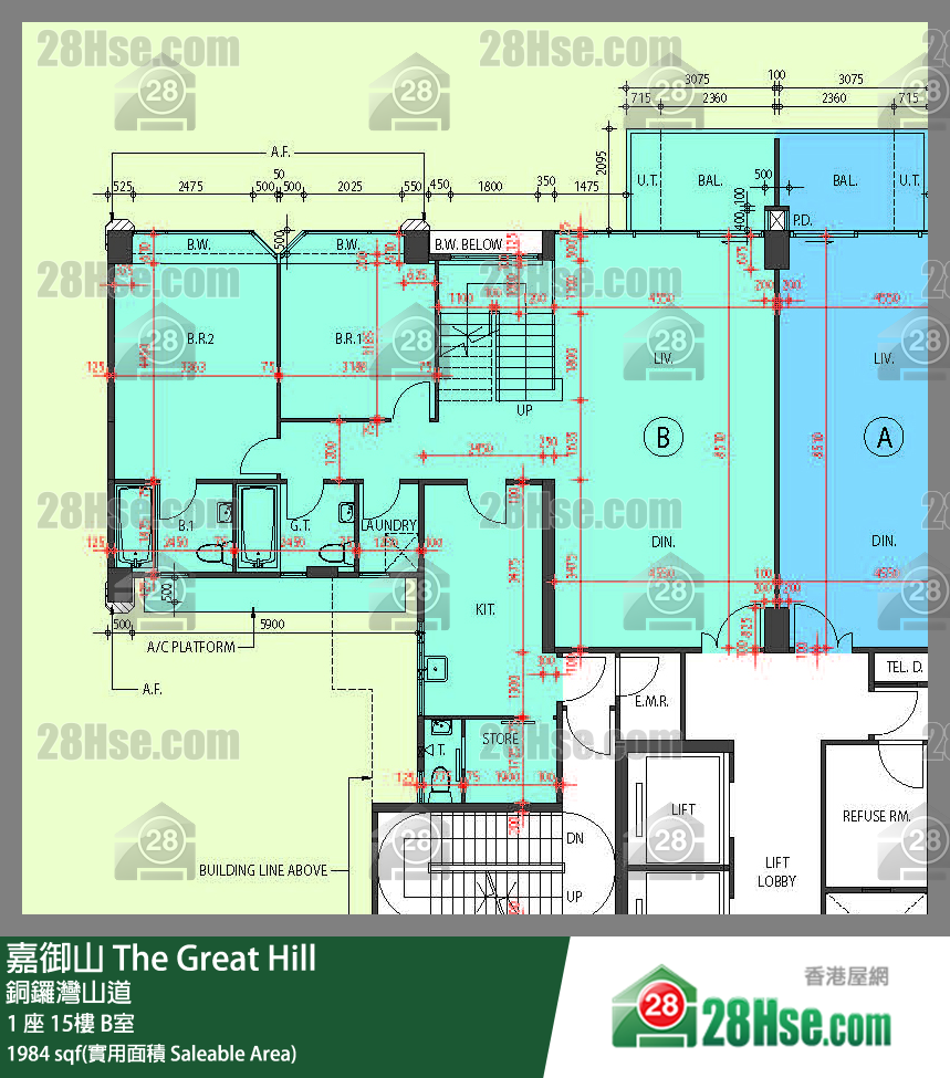 嘉御山 屋苑大廈 1 座 15樓 B室 平面圖