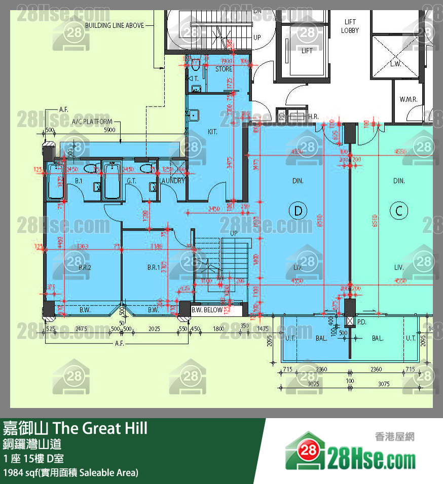 嘉御山 屋苑大廈1 座15樓 D室 平面圖