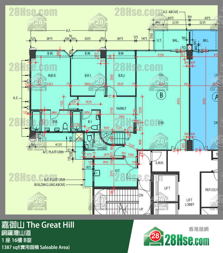 嘉御山 屋苑大廈1 座16樓 B室 平面圖