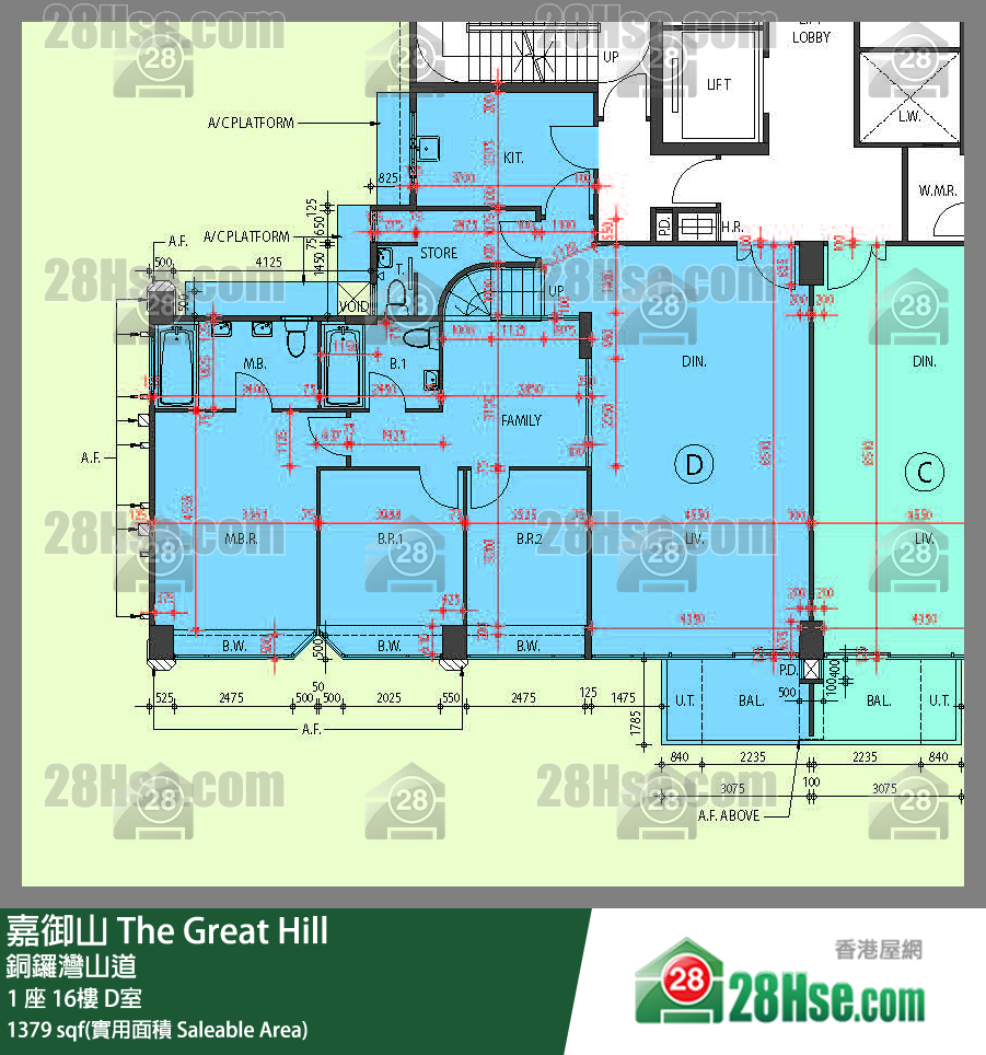 嘉御山 屋苑大廈1 座16樓 D室 平面圖