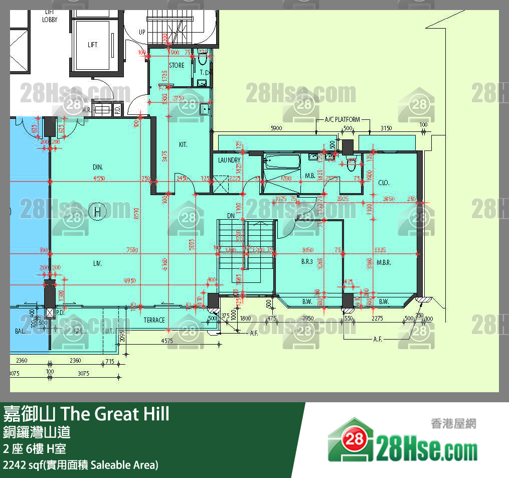 嘉御山 屋苑大廈2 座7 H室 平面圖