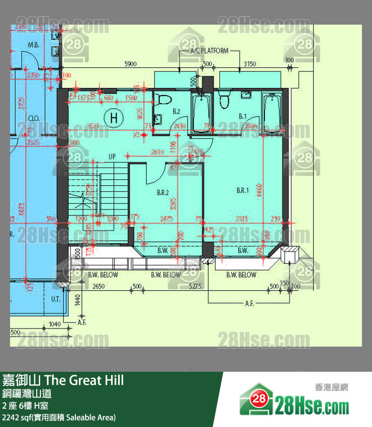 嘉御山 屋苑大廈2 座7 H室 平面圖