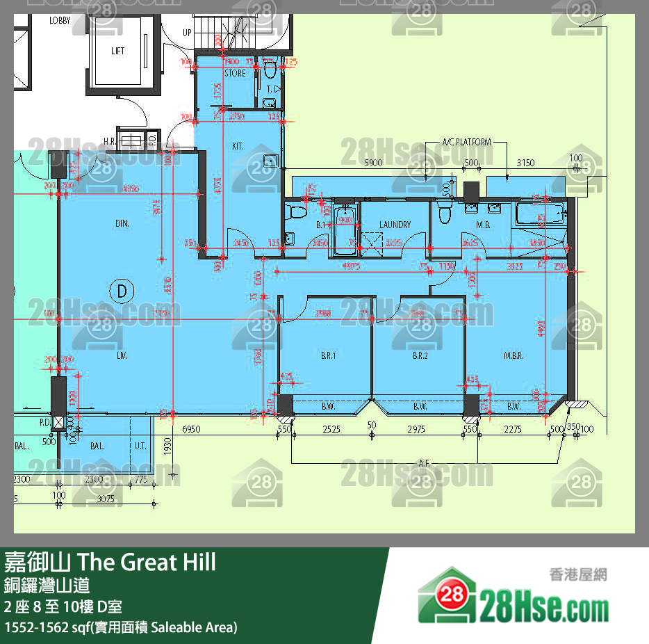 嘉御山 屋苑大廈2 座8樓 D室 平面圖