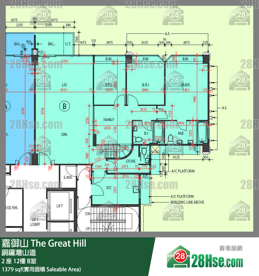 嘉御山 屋苑大廈2 座12樓 B室 平面圖