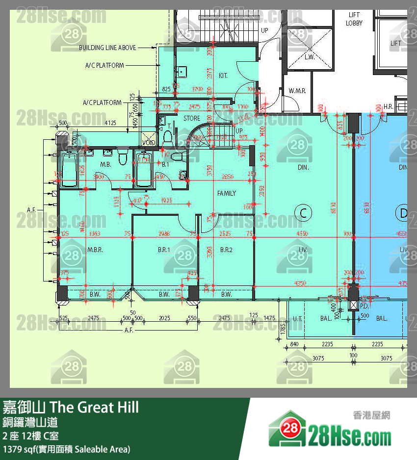 嘉御山 屋苑大廈2 座12樓 C室 平面圖