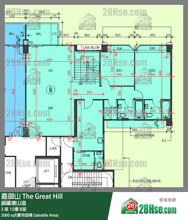嘉御山 屋苑大廈2 座15樓 B室 平面圖