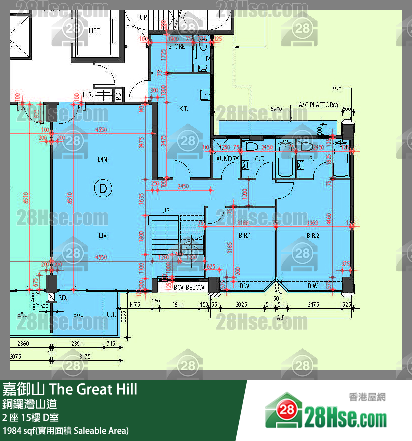 嘉御山 屋苑大廈2 座15樓 D室 平面圖