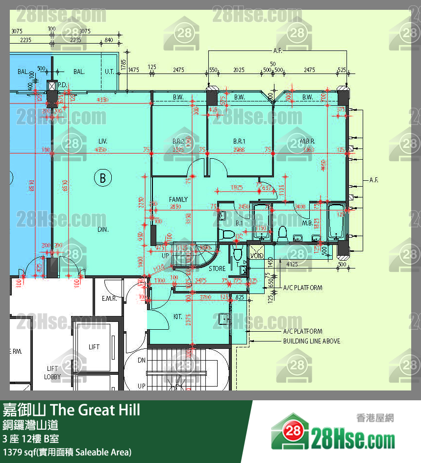 嘉御山 屋苑大廈3 座12樓 B室 平面圖