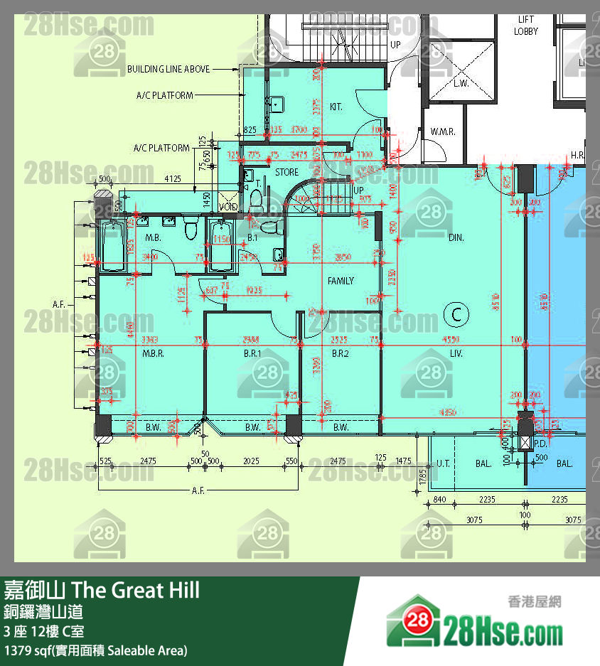 嘉御山 屋苑大廈3 座12樓 C室 平面圖