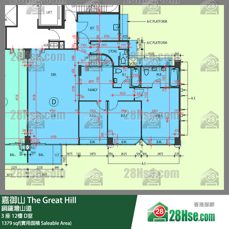 嘉御山 屋苑大廈3 座12樓 D室 平面圖